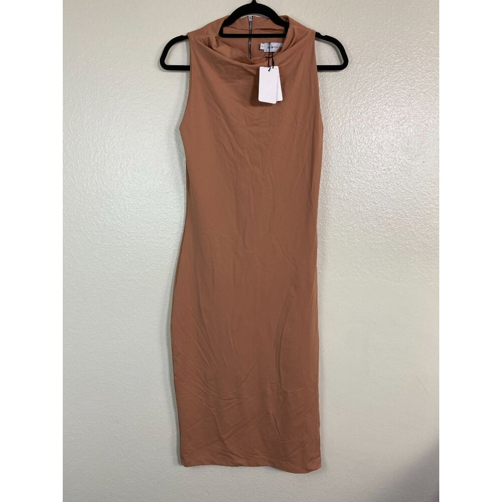 NEW Bumpsuit Maternity‎ Sleeveless Midi Length Bodycon Dress size Large Brown